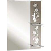 Зеркало 600*800 шв цветы Н-258 пескоструйный рисунок, 2 полки К