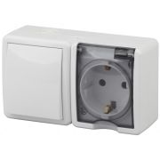 Блок розетка+выключатель IP54, 16A(10AX)-250В, ОУ, Эра белый